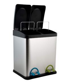 Organize It All Dual Compartment Step-On 8-Gallon (30 liter) Recycling Trash Can, Stainless Steel 30 71VXXqj hJL 1
