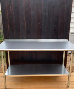 ROCKPOINT Stainless Steel Table for Prep & Work with Backsplash 60x24 Inches, NSF Metal Commercial Kitchen Table with Adjustable Under Shelf and Table Foot for Restaurant, Home and Hotel 60x24inch 50 71VYLGgnOhL