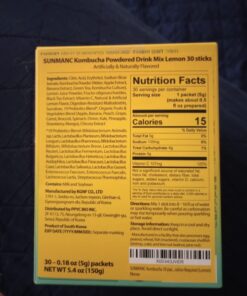SUNMANC Kombucha 30 packets (5.4oz), Sparkling Probiotic Fermented Drink from South Korea, Gut Health and Immunity Support, Convenient Powdered Drink Mix, Tea Powder, Low Calories, Sugar 0g, Low Caffeine, No Refrigeration Required (Lemon) Lemon 30 71VZBw0MeVL