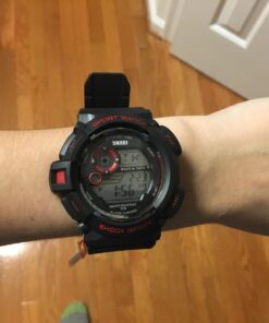 FANMIS Mens Military Multifunction Digital Watches 50M Water Resistant Electronic 7 Color LED Backlight Black Sports Watch red 31 71VaQ SWHwL 1