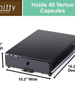 Nifty Vertuoline Rolling Coffee Pod Drawer – Satin Black Finish, 40 Pod Capsule Holder, Compact Under Coffee Pot Storage, Office or Home Kitchen Counter Organizer Satin Black Finish | 40 Pod Capsule Holder 27 71VaQGtsprL