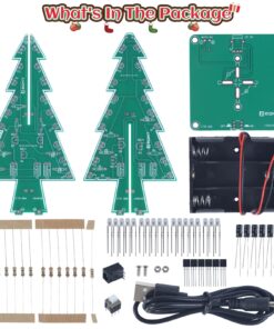 Christmas Tree Soldering Project, Icstation 3D Xmas Tree Soldering Kit with LED Flashing Lights Soldering Practice 7 Colors DIY Electronic Assemble Kit for Learning Teaching STEM Educational Multicolored 34 71VaSXoZRML