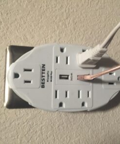 BESTTEN USB Wall Outlet Surge Protector with 2.4A Dual USB Charging Ports and 6 Grounded Outlets, 15A/125V/1875W, ETL Listed, White 1 29 71VbaILewxL