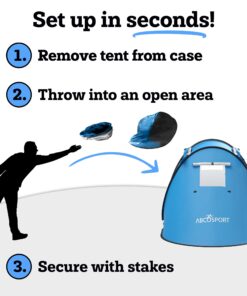 Abco Small Pop Up Tent and Automatic Instant Portable Cabana Beach Small Tent - 2 Person Pop Up Tent - 2 Doors Emergency Tent - Water-Resistant, UV Protection Sun Shelter with Carrying Bag (Sky Blue) 33 71Vbxk0Pb9L