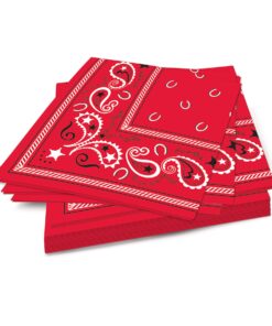 Beistle 16 Piece 2 Ply Bandana Disposable Paper Napkins for Western Theme Birthday Party Supplies Tableware, 6.5", Red, White, Black 1 9 71VdD4RxdzL
