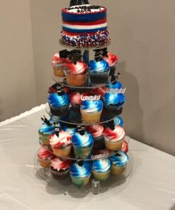 Jusalpha Large 5-Tier Acrylic Round Wedding Cake Stand/Cupcake Stand Tower/Dessert Stand/Pastry Serving Platter/Food Display Stand (5RF) Large 5 Tier with Base 33 71VdyFG 0uL