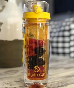 Hydracy Fruit Infuser Water Bottle - 32 oz Sports Bottle - Time Marker & Full Length Infusion Rod + 27 Fruit Infused Water Recipes eBook Gift - Your Healthy Hydration Made Easy Sunny Yellow 28 71Ve7VJuf L