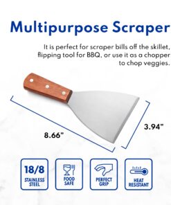 New Star Foodservice 38309 Wood Handle Slant Edge Grill Scraper, 4-Inch x 8.5-Inch 13 71VefbdRrxL
