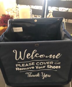 Foldable Shoe Cover Holder (Blue) with Bonus: Please Use Shoe Covers, Double Sided, Door Hanger Blue 27 71VesCDuisL