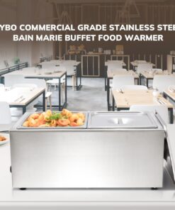 SYBO Commercial Grade Stainless Steel Bain Marie Buffet Food Warmer Steam Table for Catering and Restaurants (2 Sections with Tap) 2 Sections with Tap 13 71VfIJ7pejL