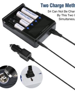 Alternative view of Universal Smart Battery Charger 4 Bay for Rechargeable Batteries NiMH NiCd AA AAA C Li-ion LiFePO4 IMR 18650 21700 20700 26650 14500 16340 18500 10440 18350 RCR123a LCD Display UL Listed