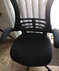 Flash Furniture Kelista Mid-Back Swivel Office Chair with Adjustable Lumbar Support and Seat Height, Ergonomic Mesh Desk Chair with Flip-Up Armrests, Black Black Mesh Set of 1 58 71Vgm43YZVL