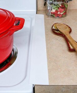 Kitchen Silicone Stove Counter Gap Cover - Flexible Easy Clean Heat Resistant Wide & Long Gap Cap Fillers, Seals Spills Between Appliances, Furniture, Stovetop, Oven, Washer & Dryer, Set of 2 (White) 21'', White 26 71VgmLn43dL