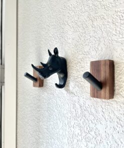 HERNGEE Rhino Head Single Wall Hook/Hanger Animal Shaped Coat Hat Hook Heavy Duty, Rustic Decorative Gift, Black 27 71VgpIdmvKL