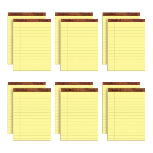 TOPS 8.5 x 11 Legal Pads, 12 Pack, The Legal Pad Brand, Wide Ruled, Yellow Paper, 50 Sheets Per Writing Pad, Made in the USA (7532)