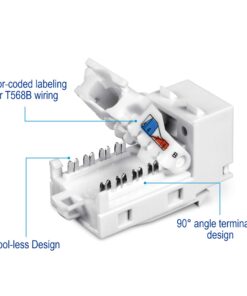 TRENDnet Cat6 Keystone Jack, 25-Pack Bundle, 90° Angle Termination, Compatible With Cat5, Cat5e, Cat6 Cabling, Color-Coded Labeling, Gold-Plated Contacts, Tool-less Design, White, TC-K25C6 19 71Vhr4F7vXL