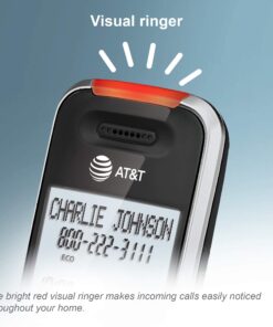 AT&T BL102-2 DECT 6.0 2-Handset Cordless Phone for Home with Answering Machine, Call Blocking, Caller ID Announcer, Audio Assist, Intercom, and Unsurpassed Range, Silver/Black 2 Handset 22 71Vi CcP EL