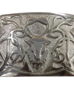 AAR Scottish Kilt Belt Buckle Design Chrome Finish Stag Head