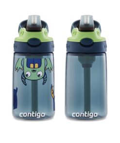 Contigo Aubrey Kids Cleanable Water Bottle with Silicone Straw and Spill-Proof Lid, Dishwasher Safe, 14oz 2-Pack, Blueberry & Monsters 14oz 2 Pack 12 71Vjd9fAQwL