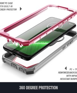Poetic Moto G7 Rugged Clear Case, Full-Body Hybrid Shockproof Bumper Cover, Built-in-Screen Protector, Guardian Series, DO NOT FIT Moto G7 Power Or Moto G7 Play, Pink/Clear 16 71VjlXQ0EAL