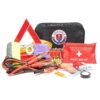 Roadside Assistance Emergency Car Kit - First Aid Kit, Jumper Cables, Tow Strap, led Flash Light, Rain Coat, Tire Pressure Gauge, Safety Vest and More Ideal Winter Accessory for Your Car (Black) Black 28 71Vjmr1nZsL