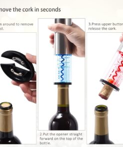 GOSCIEN Electric Wine Opener, Automatic Electric Wine Bottle Corkscrew Opener, Rechargeable Stainless Steel Cordless Electric Wine Bottle Opener Gift Set with Foil Cutter, USB Charging Cable Silver 10 71VjrUMqF1L