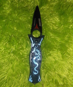 TAC Force TF-707 Series Assisted Opening Folding Knife, Black Half-Serrated Blade, Dragon Handle, 4-1/2-Inch Closed Blue 33 71Vk69lHyWL