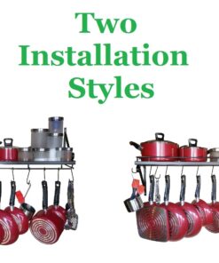 30" Wall mounted pots and pans rack. Pot holders wall shelves with 12 hooks. Kitchen shelves wall mounted with wall hooks. Kitchen storage pot holder pot rack. Pot pan organizer. Pot Pan rack. 25 71Vl8wLxzDL