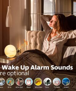 Alternative view of Sunrise Alarm Clock for Heavy Sleepers, Wake Up Light with Sunrise/Sunset Simulation, Dual Alarms & Natural Sounds, Snooze & Sleep Aid, FM Radio, 7 Colors Night Light for Bedroom, Ideal for Gift Classic Version