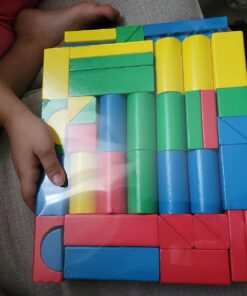 Melissa & Doug Wooden Building Set - 100 Blocks in 4 Colors and 9 Shapes 100-Piece 35 71VpfmCCR4L 1