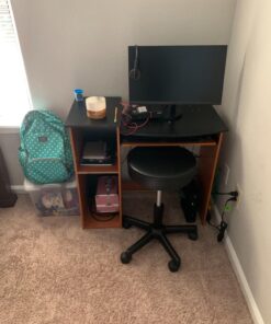 Furinno Econ Multipurpose Computer Writing Desk, Light Cherry/Black With Storage 40 71VqHg5mHdL