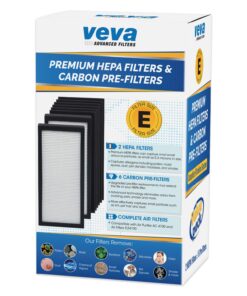 VEVA Premium 2 HEPA Filters and 6 Pack of Pre-Filters compatible with Air Purifier Models AC4100/AC4150BLCA and Replacement FLT4100 Filter E 22 71VqRfmqG L