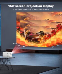 Alternative view of Projector with WiFi and Bluetooth, Wielio Native 1080P 12000L Outdoor Portable Mini Video Movie Projector, Proyector Compatible with iOS/Android/TV Stick/HDMI/USB/AV for Home Theater 12000 Lumens White