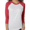 Next Level Unisex Tri-Blend 3/4-Sleeve Raglan - 6051 Large Vintage Red/Heather White 14 71VtuIxXwlL