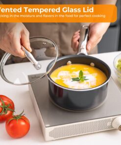 Induction Cookware 10 Piece, Fadware Pots and Pans Set Nonstick, Oven & Dishwasher Safe Cookware, Kitchen Cooking Pan Set with Glass Lids, Includes Frying Pans, Saute Pan, Saucepans & Stockpot, Black 15 71Vu2f6VNL