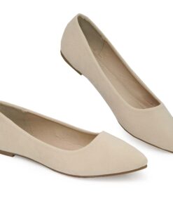 Bella Marie Angie Women's Classic Pointy Toe Ballet Flat Shoes 5.5 Nude 4 71VuFb1xCL
