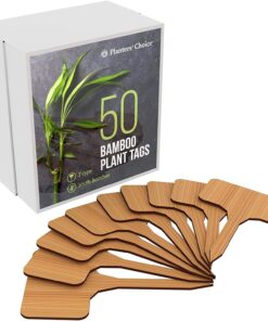 50 Bamboo Plant Labels in Gift Box (T-Type) - Wooden Plant Tags - Wood Cheese Markers