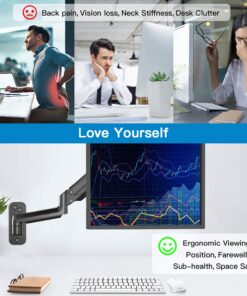 HUANUO Monitor Wall Mount Bracket, Articulating Adjustable Gas Spring Single Arm Stand with VESA Extension Kit for 17 to 32 Inch LCD Computer Screens - VESA 75x75,100x100 30 71VvbYylpvL