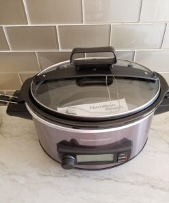 Hamilton Beach Portable 6 Quart Set & Forget Digital Programmable Slow Cooker with Lid Lock, Temperature Probe, Dishwasher Safe Crock & Lid, Black Stainless (33866) Temp Tracking Temperature Probe 25 71VwGu4ydtL 1