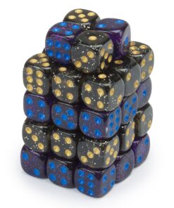 Alternative view of Wiz Dice - Galactic Conquest War Dice - D6 Dice for Tabletop RPG Adventure Games with a Dice Bag - DND Dice Set, Suitable for Warhammer and Dice Games Alike - Chaos Nebula/Silent Void - 12mm - 40 ct Glitter Purple and Glitter Black