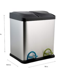 Organize It All Dual Compartment Step-On 8-Gallon (30 liter) Recycling Trash Can, Stainless Steel 34 71Vz6qEj5L 1