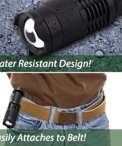 Small Pocket LED Tactical Flashlights - EcoGear FX E300 - 3 Light Modes, Adjustable Zoom, Water Resistant with Attached Belt Clip - Mini EDC Flashlight That Makes Great Gifts for Men 1 PACK 15 71VzIeKIYjL