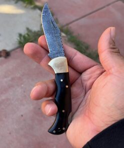 Best.Buy.Damascus1 Pocket knife Buffalo Horn Damascus knife, Pocket Knife For Men, 4pcs Knife Set, Folding Knife, With knife Sharpeners, Premium Quality gifts for men Black 38 71Vzma2DpkL