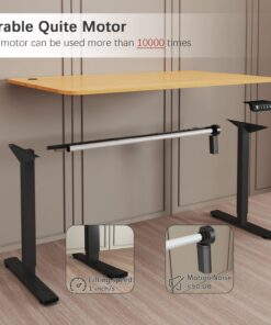 Furmax Electric Height Adjustable Standing Desk Large 55 x 24 Inches Sit Stand Up Desk Home Office Computer Desk Memory Preset with T-Shaped Metal Bracket, Maple 55 Inch 16 71VzuxYAniL