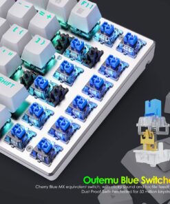 HUO JI Z88 Z-88 RGB Mechanical USB Gaming Keyboard, Blue Switch , LED Backlit, Water Resistant, Compact 81 Keys Anti-Ghosting for Mac, PC, White 81 keys, blue switch 24 71W 4s AUjL