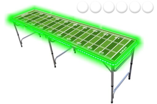 8-Foot Professional Beer Pong Table w/LED Glow Lights - Football Field Edition