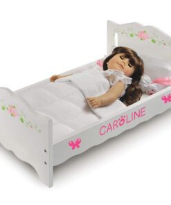 Badger Basket Toy Doll Bed with White Bedding and Personalization Kit for 20 inch Dolls - White Rose 26 71W0kUDMmL