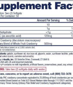 AZO Cranberry Urinary Tract Health Supplement, 1 Serving = 1 Glass of Cranberry Juice, Sugar Free Cranberry Pills, Non-GMO 100 Softgels 100 Count (Pack of 1) 32 71W0vRBQPiL