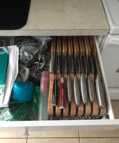 YBM Home in Drawer Bamboo Kitchen Knife Storage Block, Knife Organizer and Holder 317 17" x 8.75” x 2” 1 10 71W1dLFAi0L