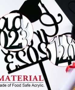 Grad 2023 Cake Topper for Class of 2023 Graduation Party Decorations Acrylic Congrats Grad Supplies (Black) Black 16 71W1iV1wyQL